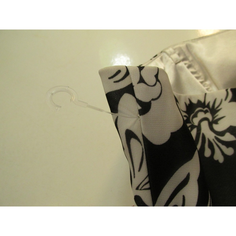 White House Black Market Midi Party Dress Women 12 Black White Floral Strapless - Picture 8 of 16